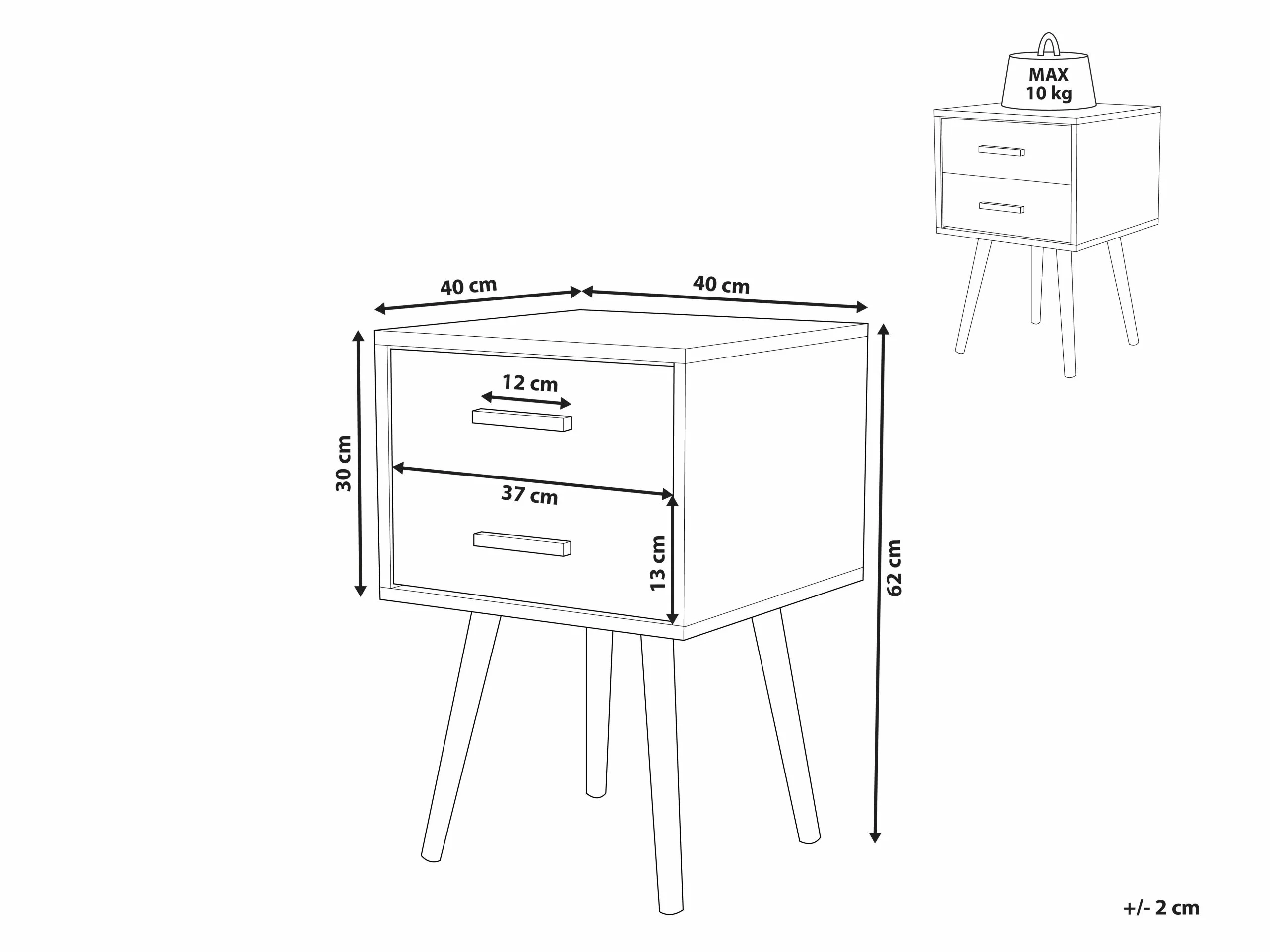 Beliani Mesa Auxiliar Negro/madera Clara 40 X 40 Cm ALABAMA - Imagen 9