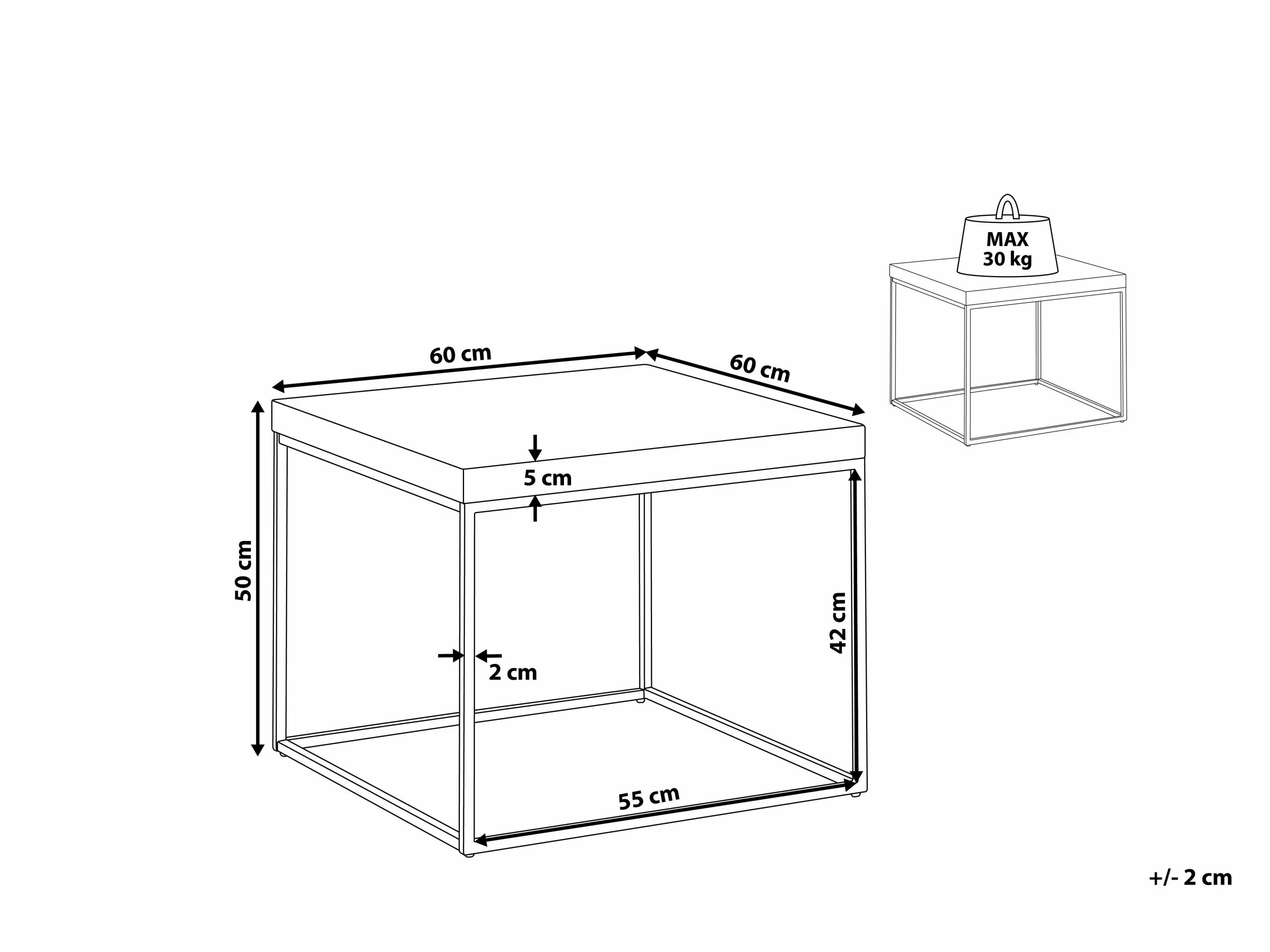 Beliani Mesa Auxiliar Madera Oscura/negro 60 X 60 Cm DORRIS - Imagen 7