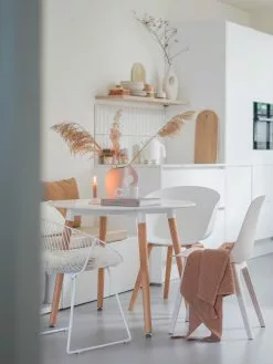 Beliani Mesa De Comedor Blanco/madera Clara Varios Tamaños BOVIO -Mesas comercio undef src sa picid 818924 type whitesh image