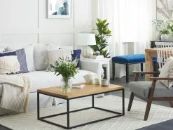 Beliani Mesa De Centro De Madera De Teca Clara 100 X 60 Cm PROVO II -Mesas comercio undef src sa picid 820064 type whitesh image