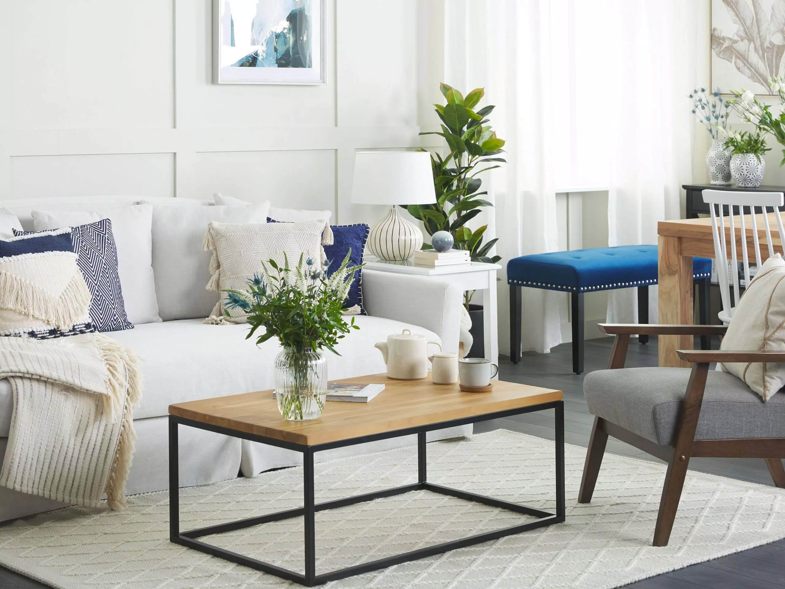 Beliani Mesa De Centro De Madera De Teca Clara 100 X 60 Cm PROVO II - Imagen 5