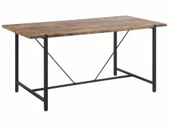 Beliani Mesa De Comedor Madera Oscura/negro 160 X 80 Cm SARITAS