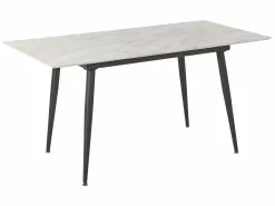 Beliani Mesa De Comedor Extensible Blanco/negro 120/150 X 80 Cm EFTALIA
