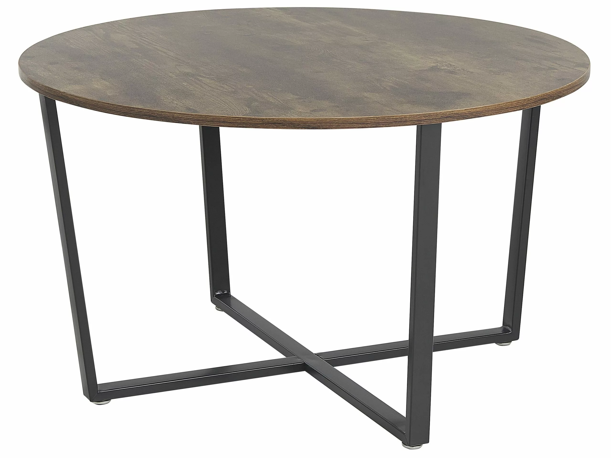 Beliani Mesa De Centro Madera Oscura/negro ⌀ 80 Cm ORICK