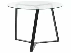 Beliani Mesa De Comedor De Vidrio Templado Negro ⌀ 100 Cm KEBRI