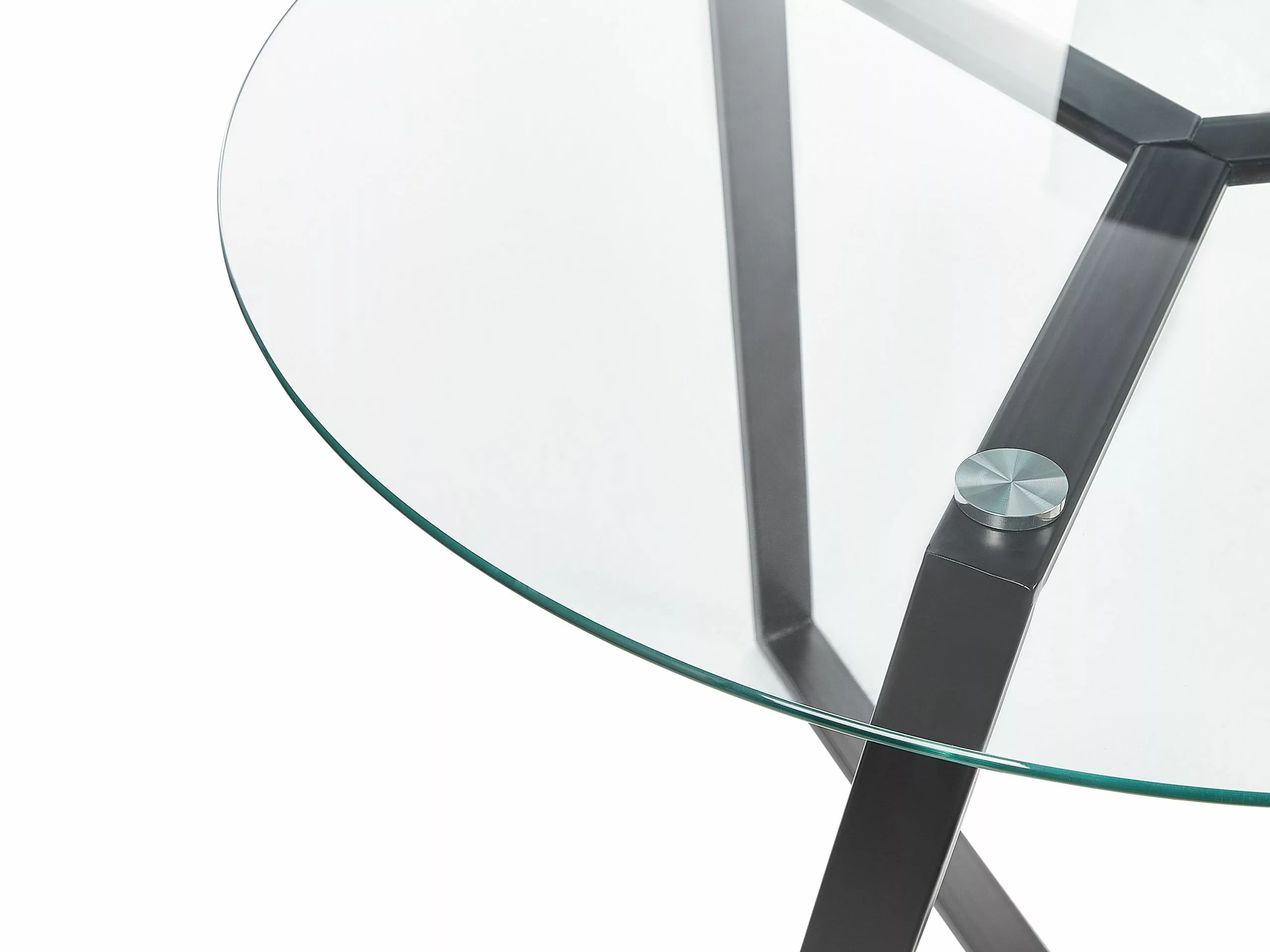 Beliani Mesa De Comedor De Vidrio Templado Negro ⌀ 100 Cm KEBRI - Imagen 4