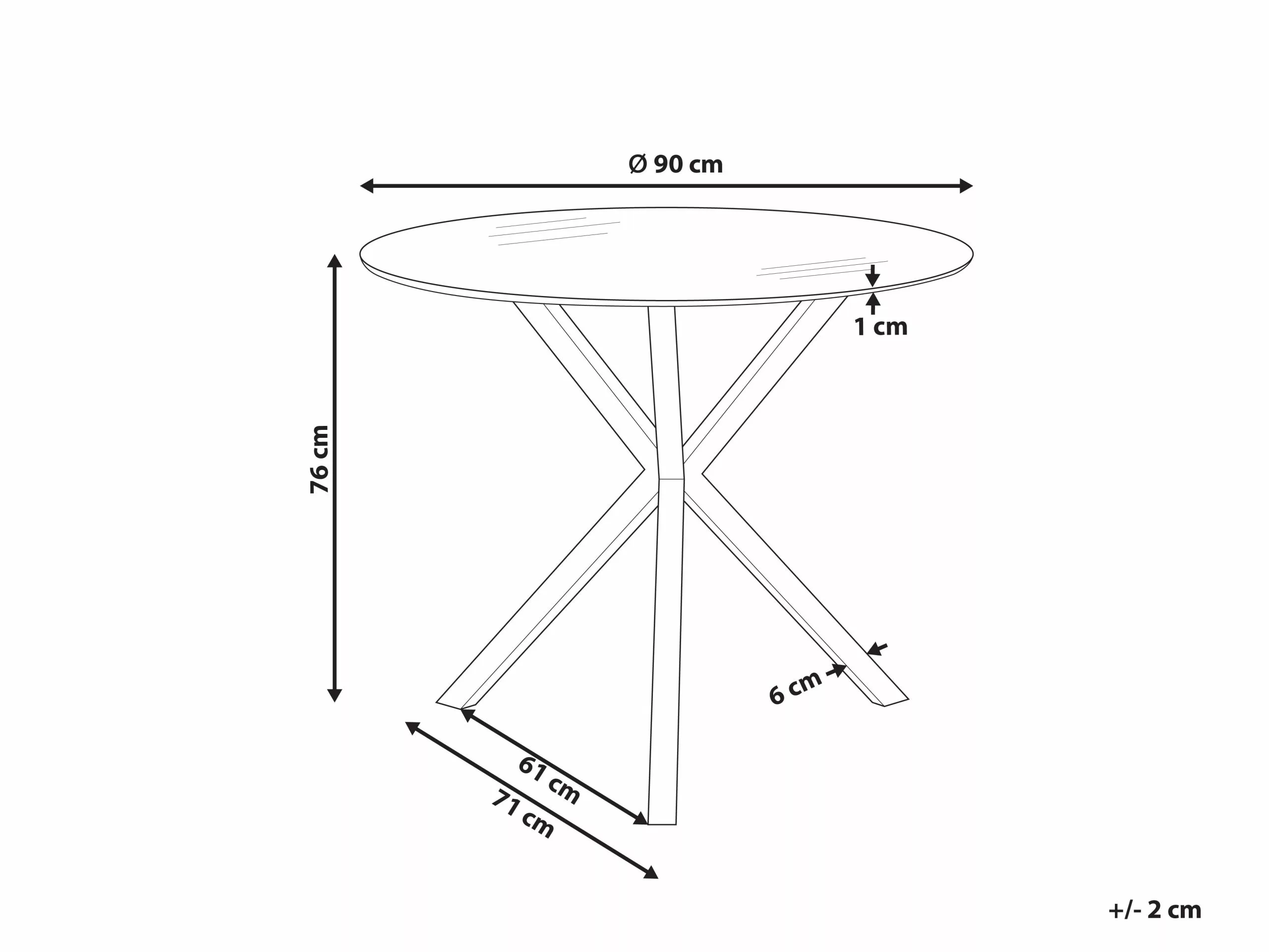 Beliani Mesa De Comedor De Vidrio Templado Dorado ⌀ 90 Cm SAVONI - Imagen 5