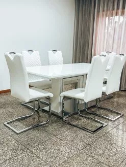 Beliani Mesa De Comedor Blanco/plateado 180 X 90 Cm KALONA 15 Beliani Mesa De Comedor Blanco/plateado 180 X 90 Cm KALONA -Mesas comercio undef src sa picid 822839 type whitesh image