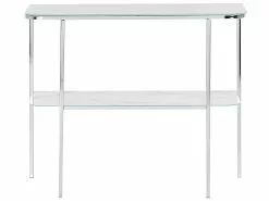 Beliani Consola De Vidrio Templado Blanco/plateado 100 X 35 Cm CALVERT -Mesas comercio undef src sa picid 823490 type whitesh image