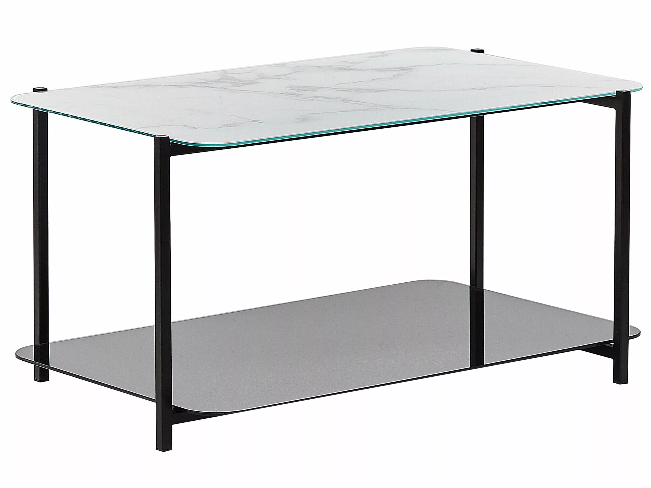 Beliani Mesa De Centro De Vidrio Templado Negro/blanco 77 X 47 Cm GLOSTER 3 Beliani Mesa De Centro De Vidrio Templado Negro/blanco 77 X 47 Cm GLOSTER