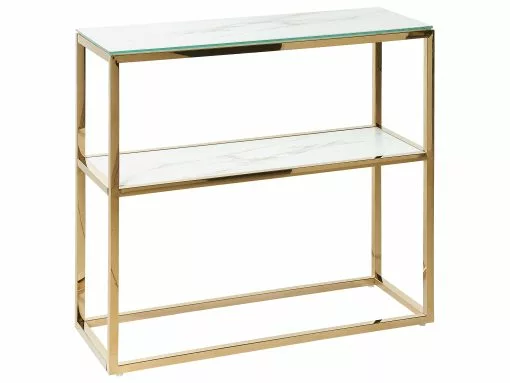 Beliani Consola De Vidrio Templado Blanco/dorado 80 X 30 Cm AZUSA -Mesas comercio undef src sa picid 824947 type whitesh image