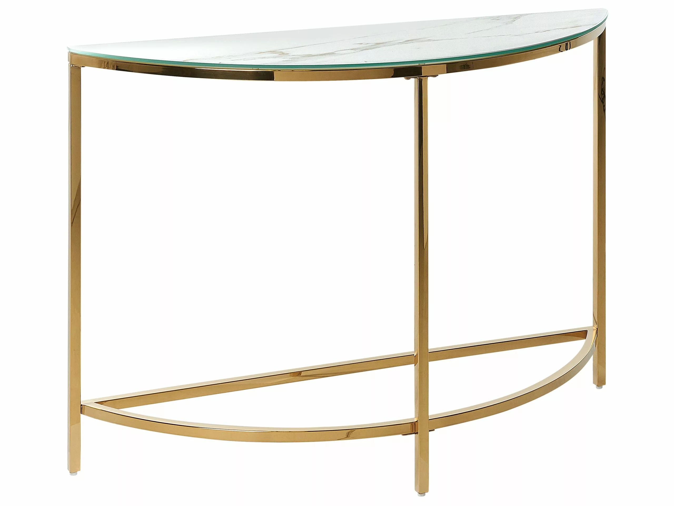 Beliani Consola De Vidrio Templado Blanco/dorado 111 X 36 Cm ORITA