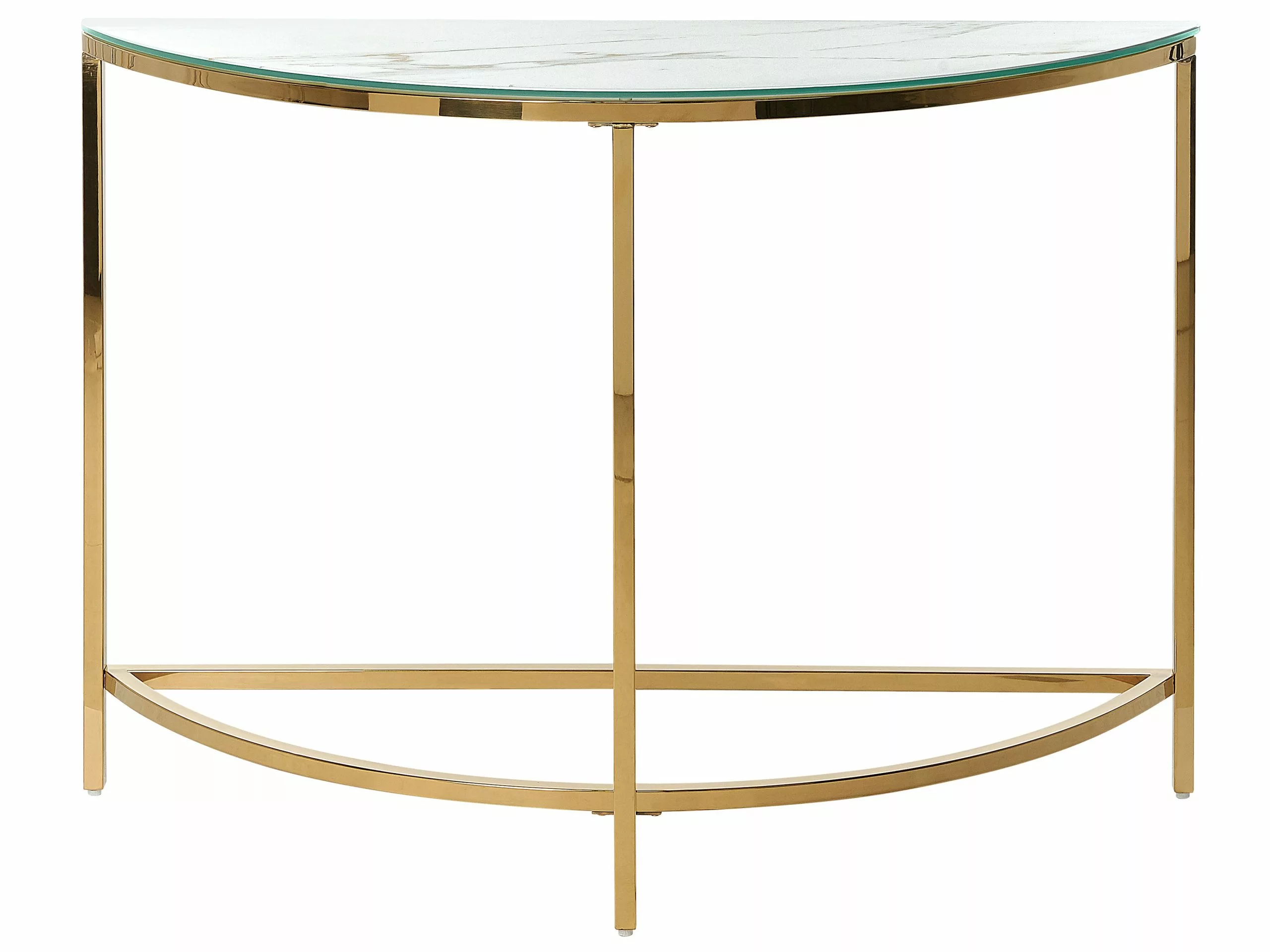 Beliani Consola De Vidrio Templado Blanco/dorado 111 X 36 Cm ORITA - Imagen 3