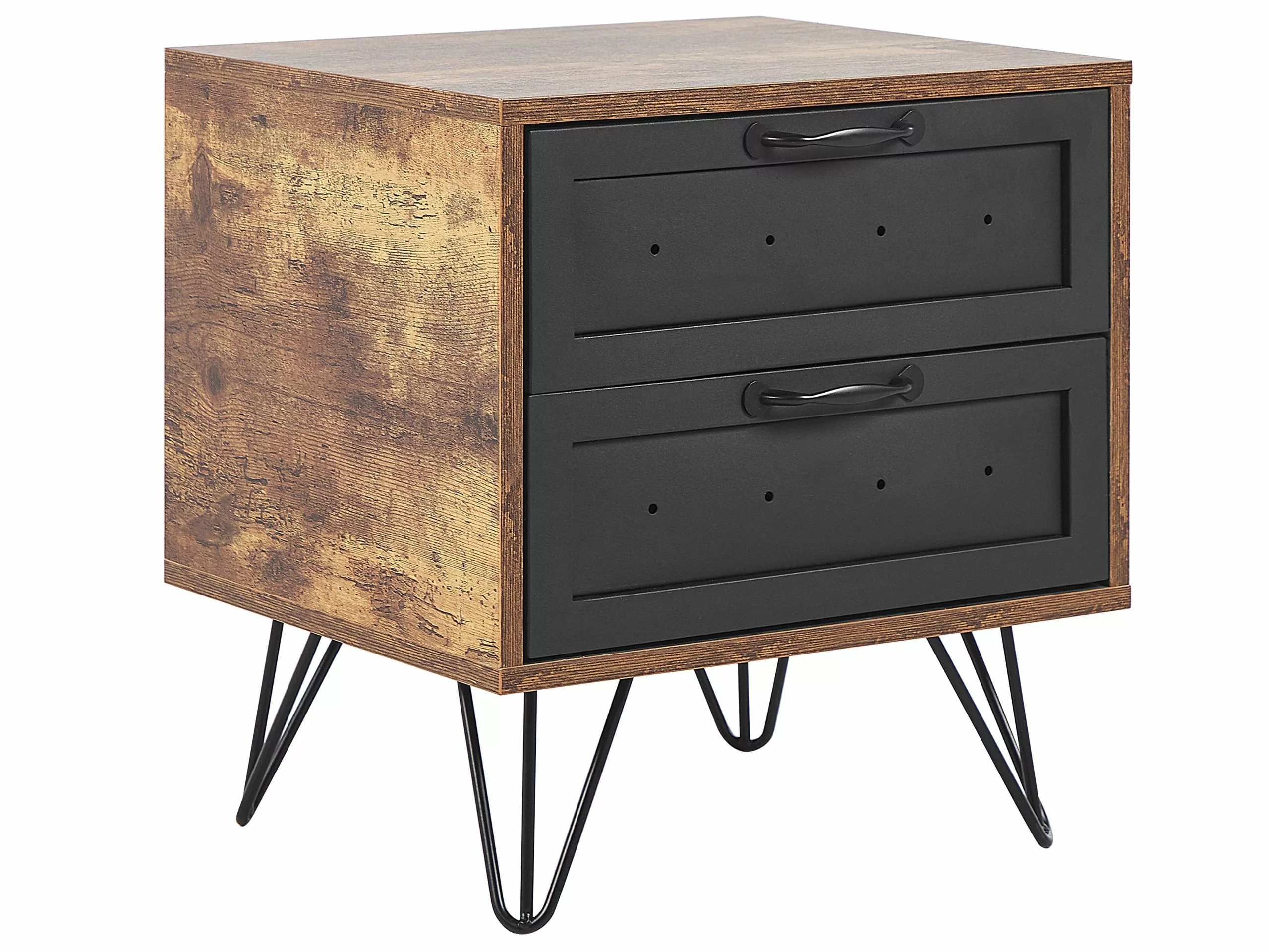 Beliani Mesa De Noche Madera Oscura/negro 45 X 39 Cm ARKAN 3 Beliani Mesa De Noche Madera Oscura/negro 45 X 39 Cm ARKAN