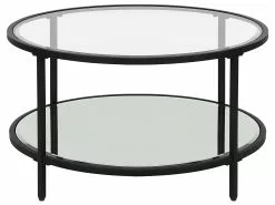 Beliani Mesa De Centro De Vidrio Templado Transparente/negro ⌀ 70 Cm BIRNEY