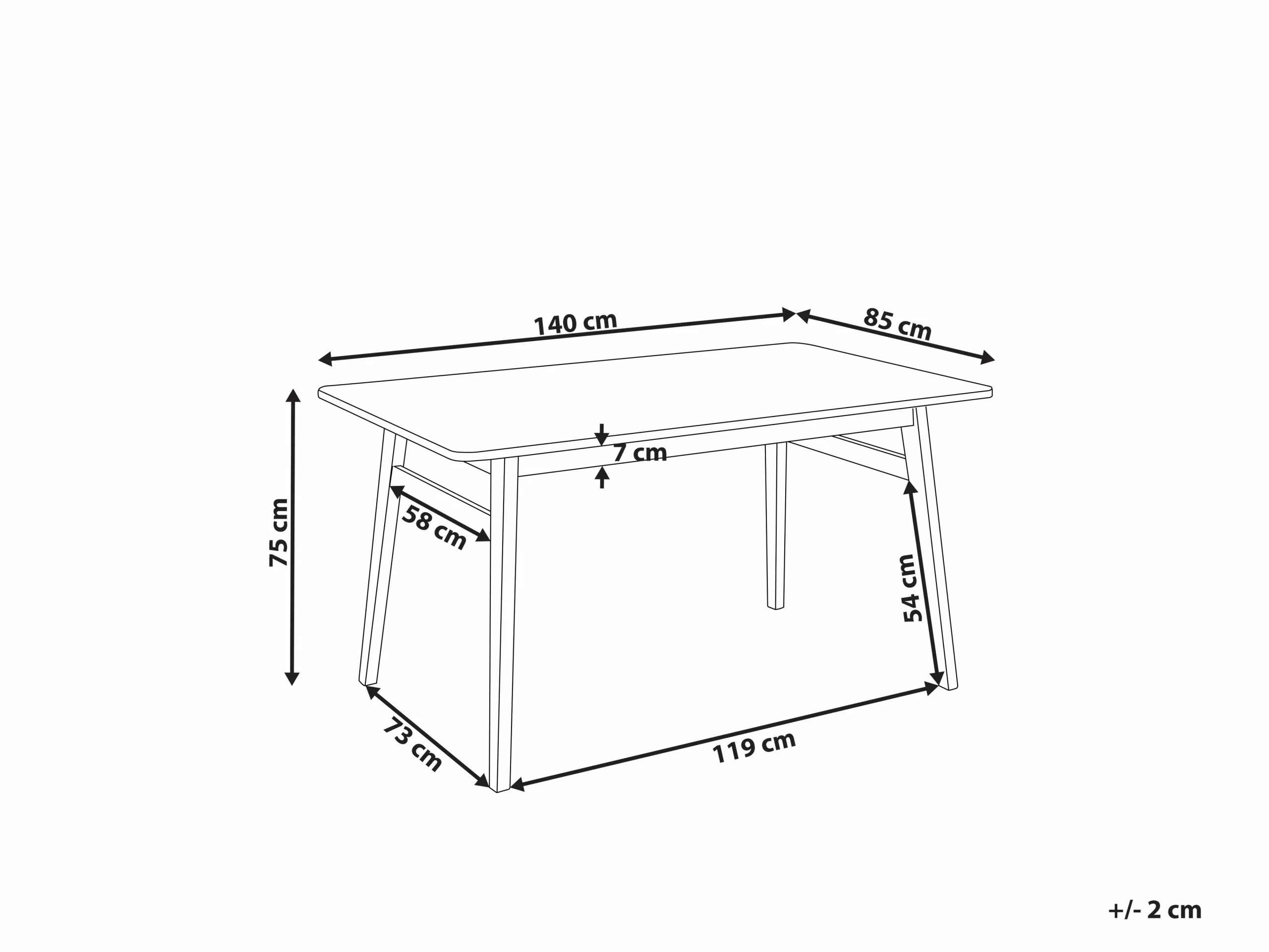 Beliani Mesa De Comedor De Madera De Caucho Oscura 140 X 85 Cm VENTERA - Imagen 7