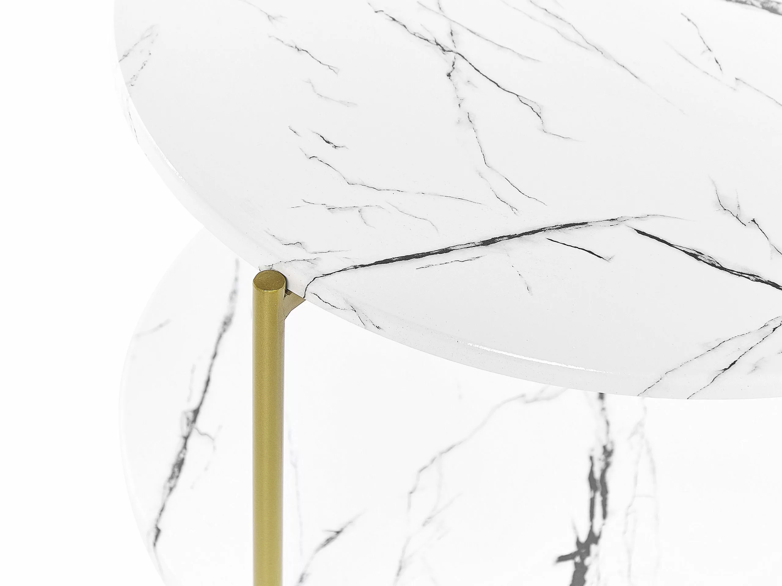 Beliani Mesa Auxiliar Blanco/dorado ø 40 Cm REVA 5 Beliani Mesa Auxiliar Blanco/dorado ø 40 Cm REVA - Imagen 3