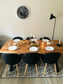 Beliani Mesa De Comedor De Madera De Acacia Clara/negro Varios Tamaños BROOKE -Mesas comercio undef src sa picid 834424 type whitesh image