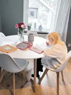 Beliani Mesa De Comedor Blanco/madera Clara Varios Tamaños BOVIO -Mesas comercio undef src sa picid 836200 type whitesh image