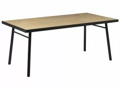 Beliani Mesa De Comedor Madera Clara/negro 180 X 90 Cm IVORIE