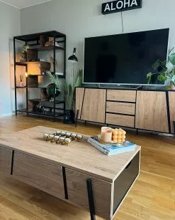 Beliani Mesa De Centro Madera Clara/negro 107 X 59 Cm BLACKPOOL -Mesas comercio undef src sa picid 845696 type whitesh image