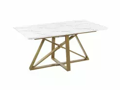 Beliani Mesa De Comedor Extensible Blanco/dorado 160/200 X 90 Cm MAXIMUS -Mesas comercio undef src sa picid 850390 type whitesh image