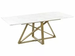 Beliani Mesa De Comedor Extensible Blanco/dorado 160/200 X 90 Cm MAXIMUS -Mesas comercio undef src sa picid 850395 type whitesh image