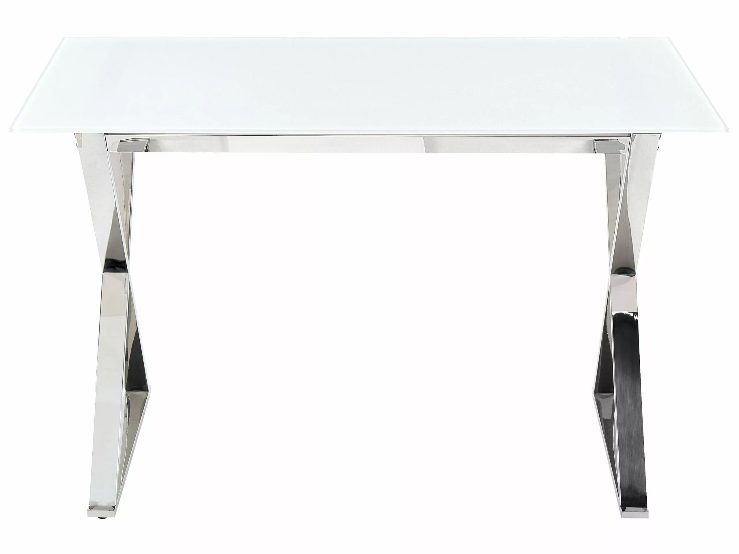 Beliani Mesa De Comedor De Vidrio Templado Blanco/plateado 120 X 70 Cm ATTICA - Imagen 3