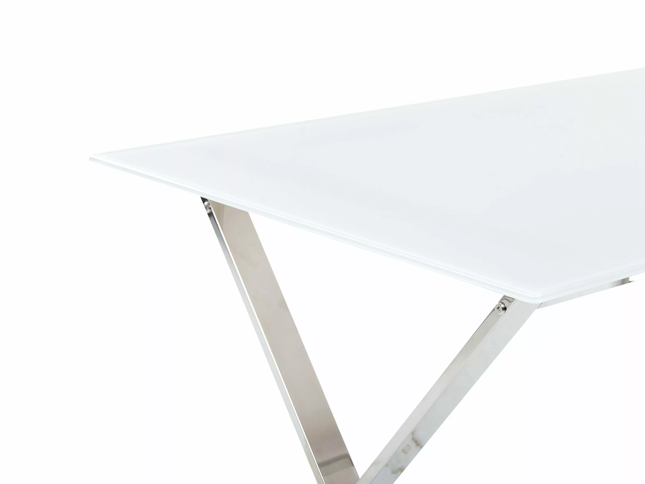 Beliani Mesa De Comedor De Vidrio Templado Blanco/plateado 120 X 70 Cm ATTICA - Imagen 4