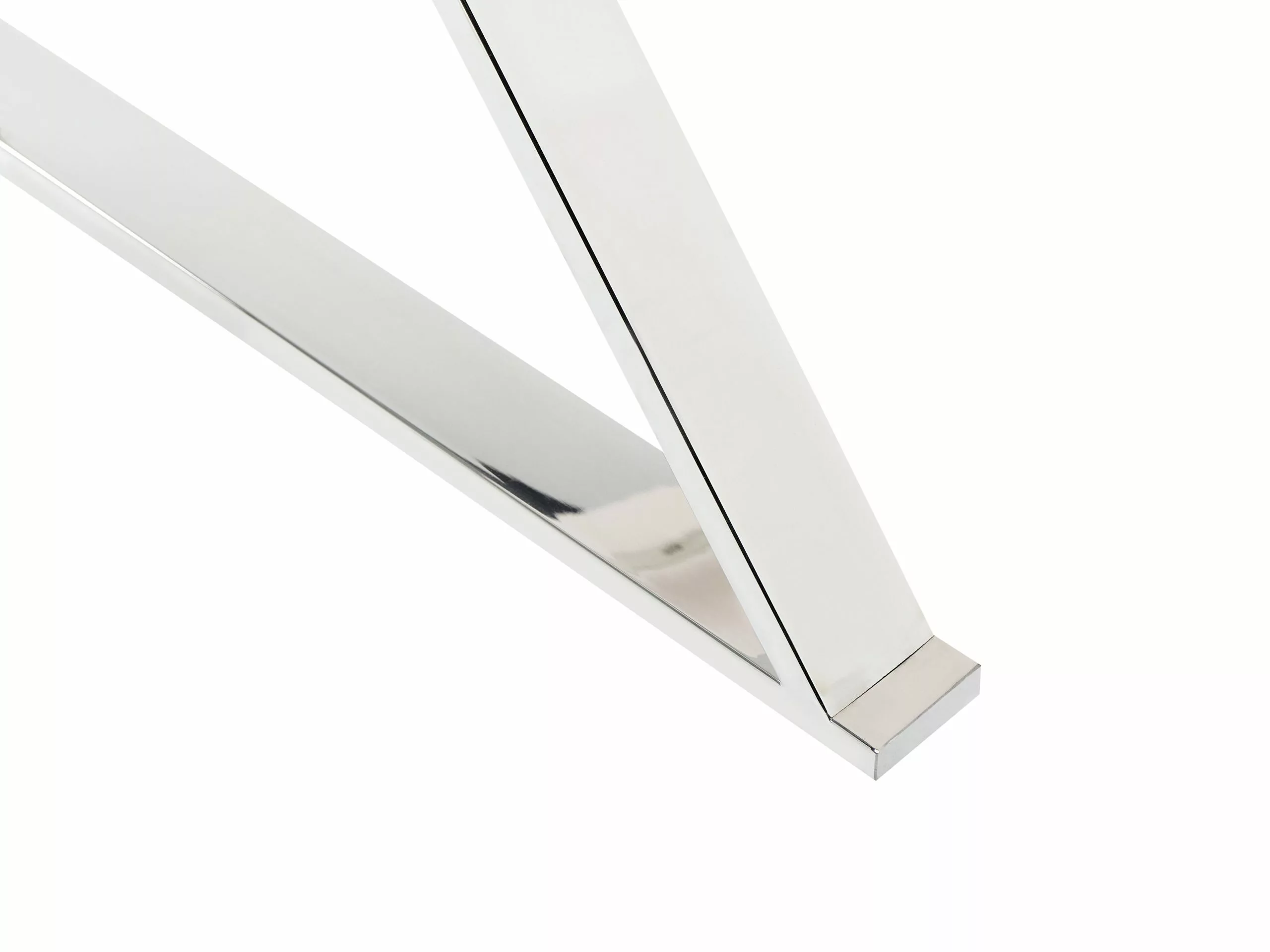 Beliani Mesa De Comedor De Vidrio Templado Blanco/plateado 120 X 70 Cm ATTICA - Imagen 5