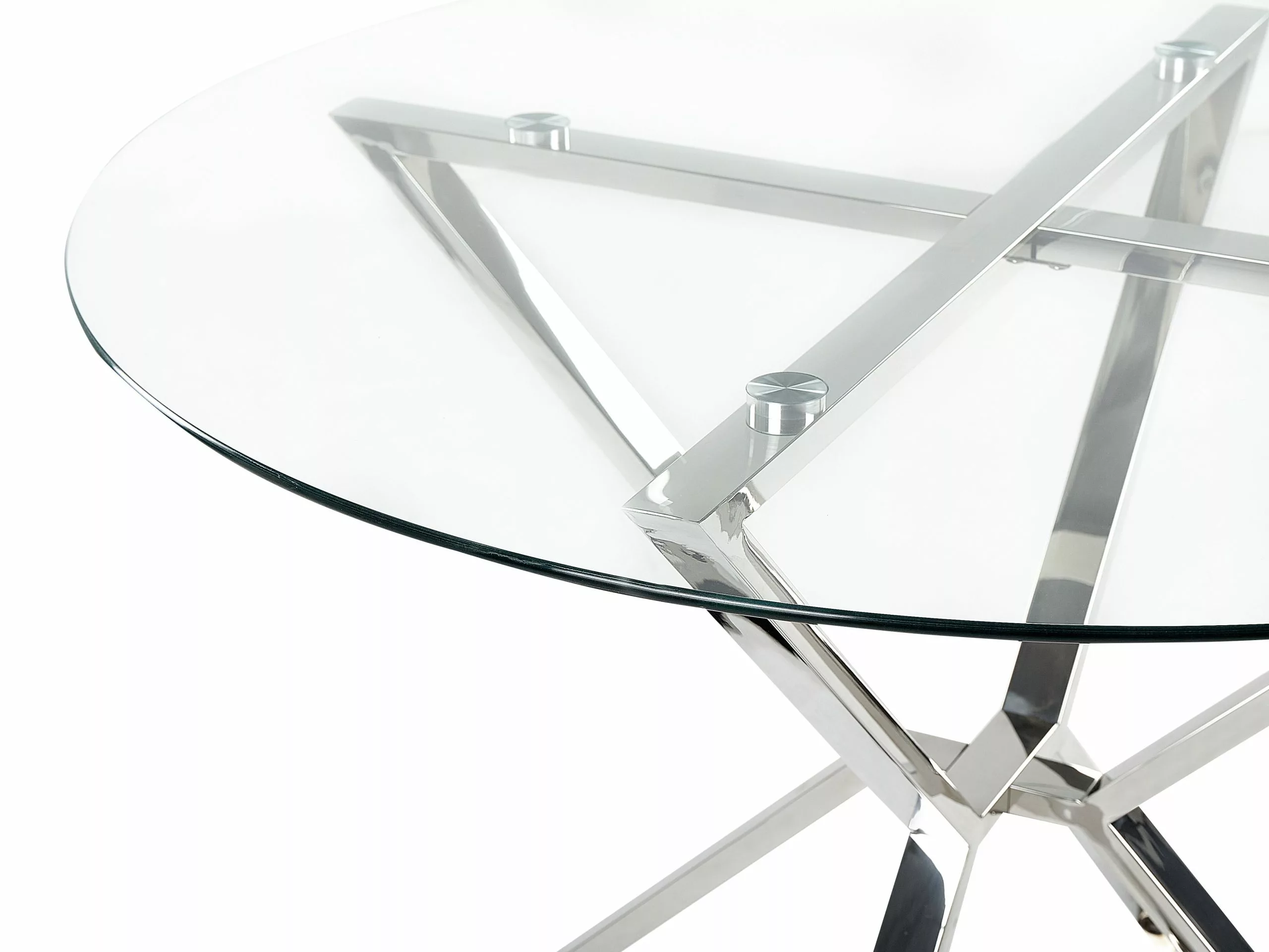 Beliani Mesa De Comedor De Vidrio Templado Transparente/plateado ⌀ 105 Cm BOSCO 5 Beliani Mesa De Comedor De Vidrio Templado Transparente/plateado ⌀ 105 Cm BOSCO - Imagen 3