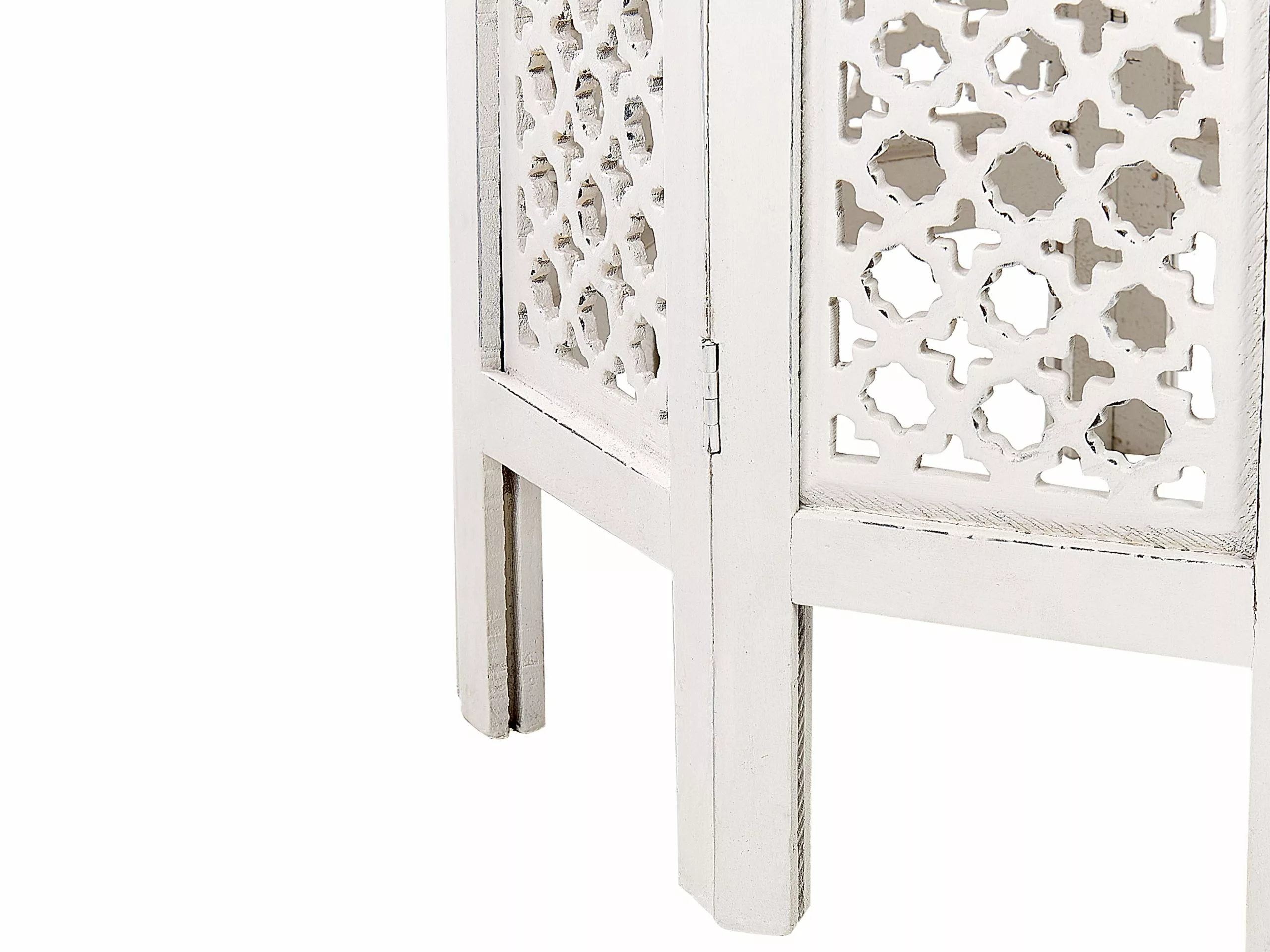 Beliani Mesa Auxiliar De Madera De Mango Blanco Crema ⌀ 53 Cm ELARA - Imagen 4