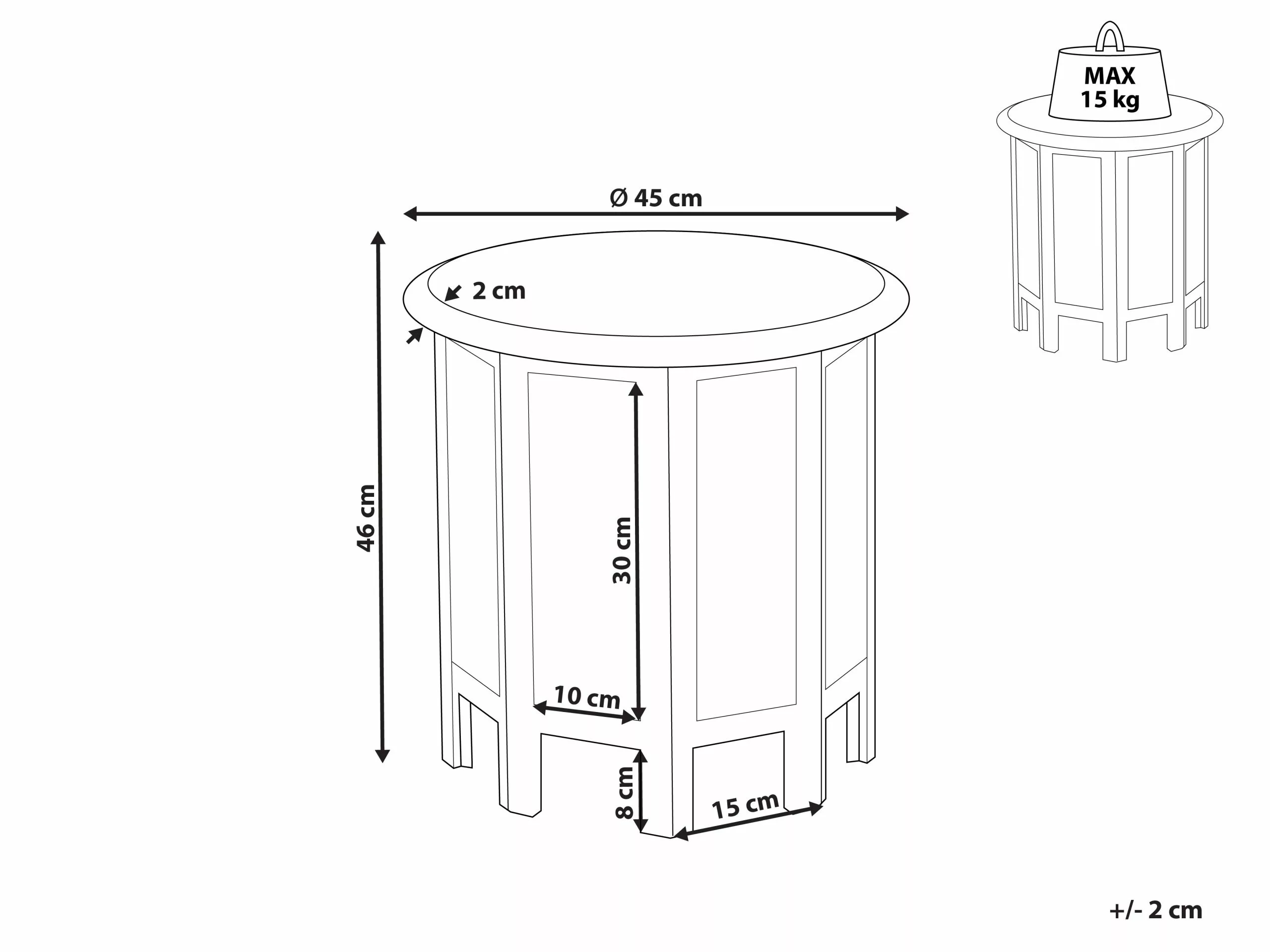 Beliani Mesa Auxiliar De Madera De Mango Gris Claro ø 45 Cm JAGORI 8 Beliani Mesa Auxiliar De Madera De Mango Gris Claro ø 45 Cm JAGORI - Imagen 6