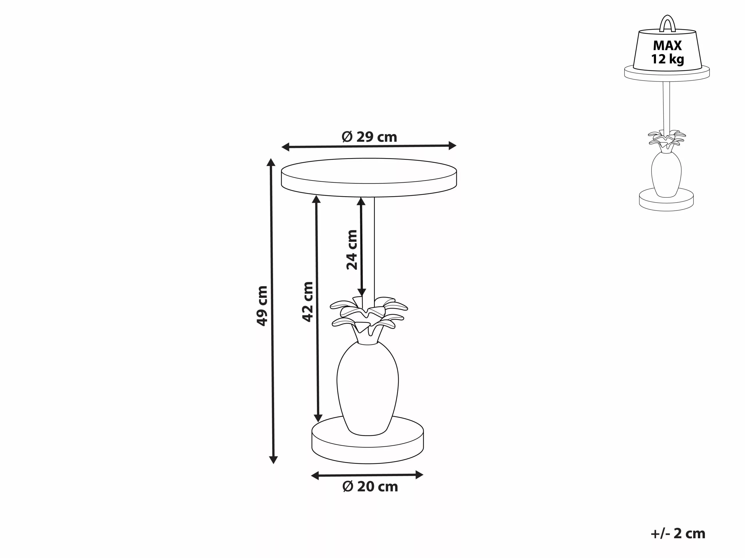 Beliani Mesa Auxiliar De Metal Dorado ⌀ 29 Cm PANNOUVRE - Imagen 6
