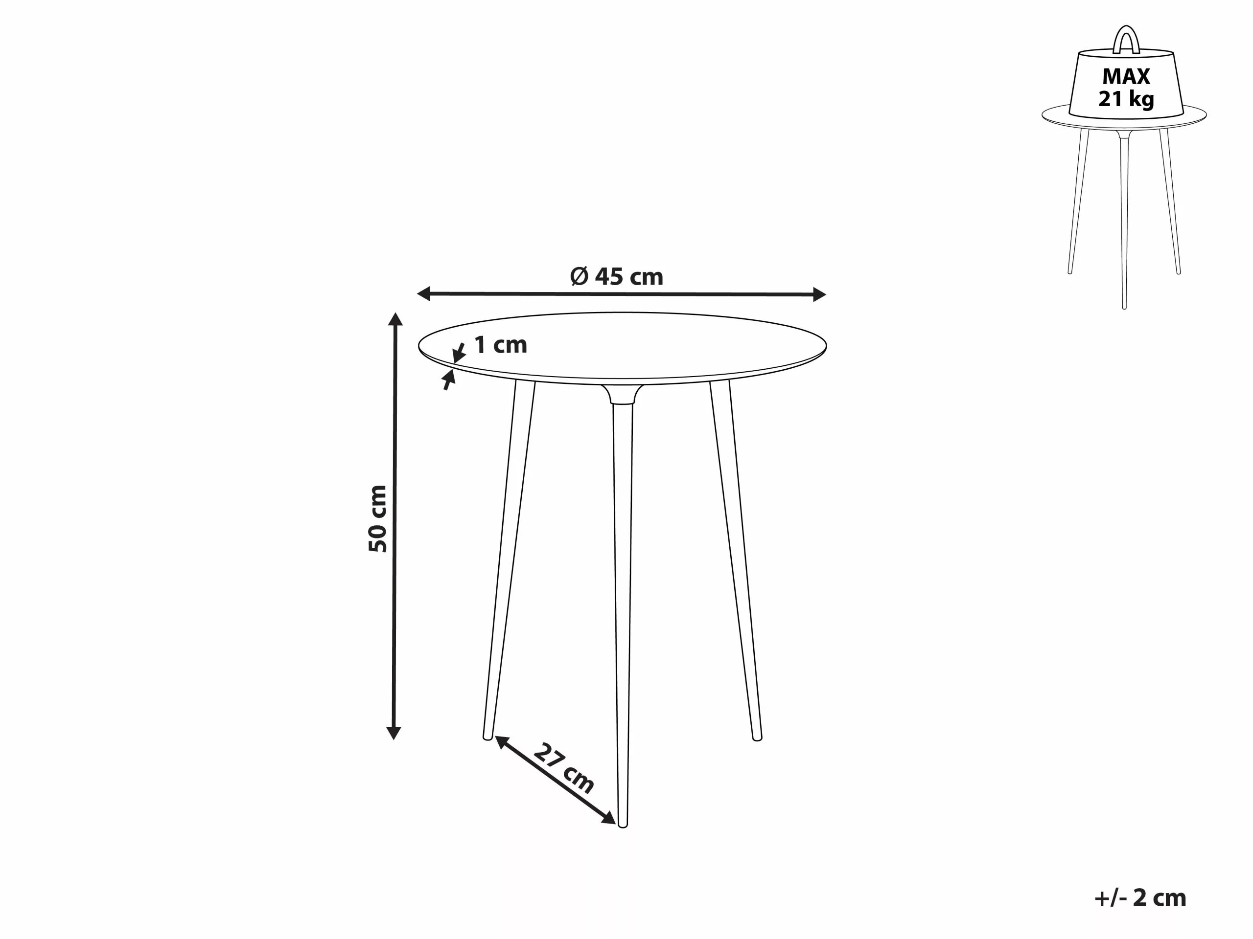 Beliani Mesa Auxiliar De Metal Dorado/negro ⌀ 45 Cm WAIPU 8 Beliani Mesa Auxiliar De Metal Dorado/negro ⌀ 45 Cm WAIPU - Imagen 6
